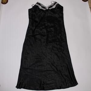 Body Zone Black Satin Maxi Dress With White Lace Details